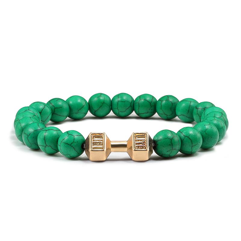 Black Weathered Wristband Adjustable Barcelets For Women Men Beads Bracelet Dumbbell Mens Fashion Yoga Jewelry Original Bangles