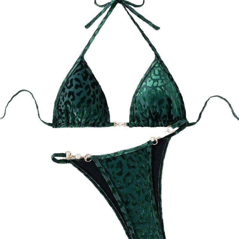 2025 European & American Split Bikini Swimsuit: Tie-Up Sexy Print Beachwear for Women