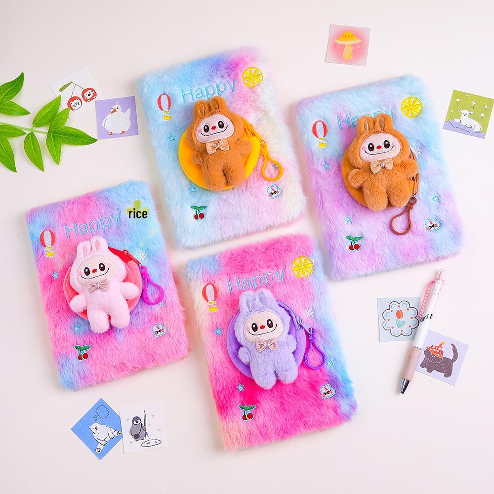 Cartoon Teddy Plush Notebook & Coin Purse Set
