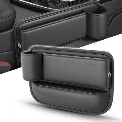 Geantă multifuncțională de depozitare a decalajului scaunului pentru umplerea decalajului scaunului auto cu suport pentru pahare pentru telefon, din piele PU, cutie organizatoare pentru crăpături interioare