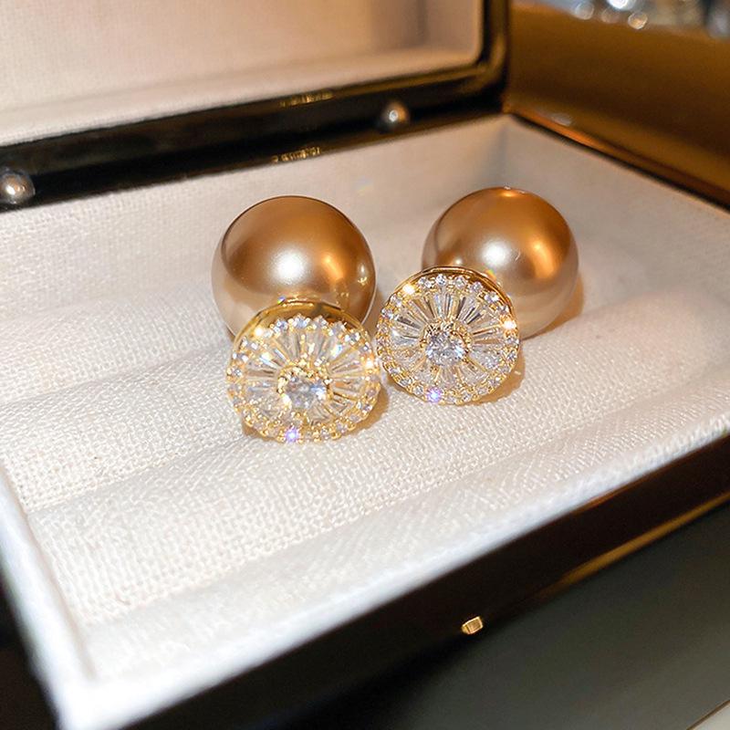 Gold-Plated Vintage Bow Pearl Earrings - Luxury Niche Design Stud Jewelry