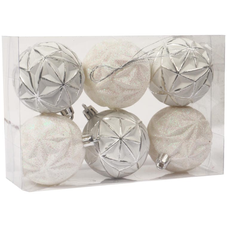Set of 6 plastic baubles, SS-6340