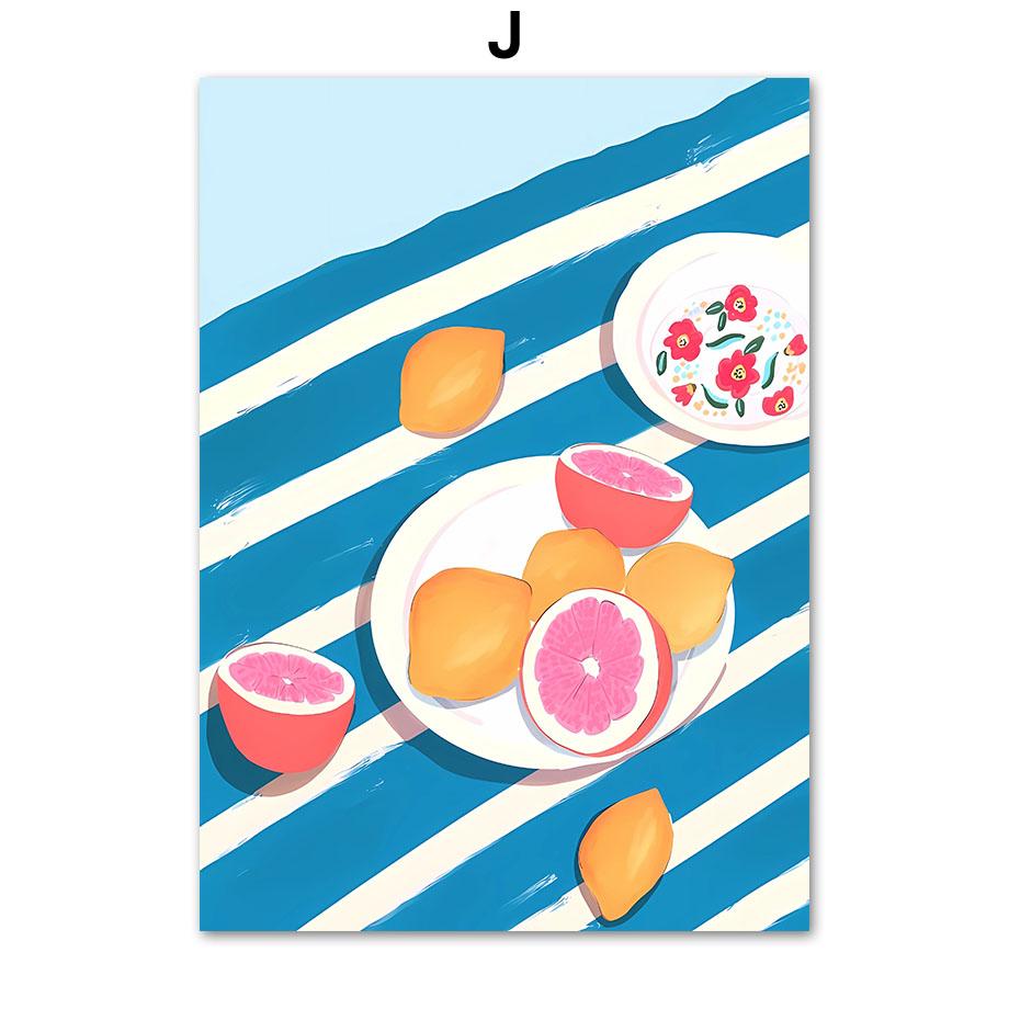 Venice Amalfi Sea Lemon Peach Orange Wall Art Canvas Oil Painting Fruit Posters And Prints Pictures for Living Room Home Decor