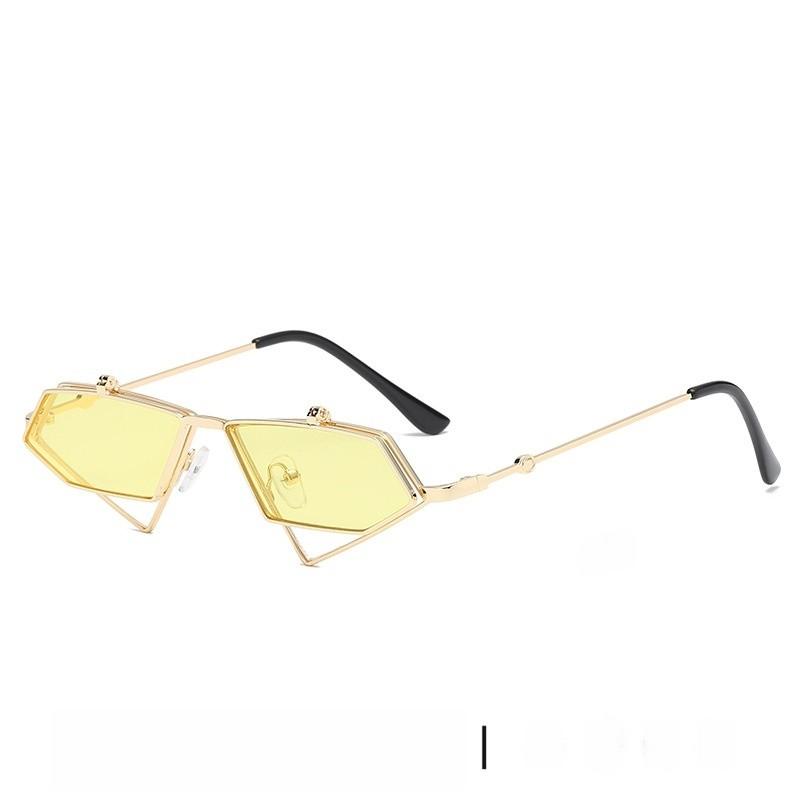 Modern Metal Punk Cat Eye Sunglasses With Pink Uv400 Lenses For Fashion Streetwear