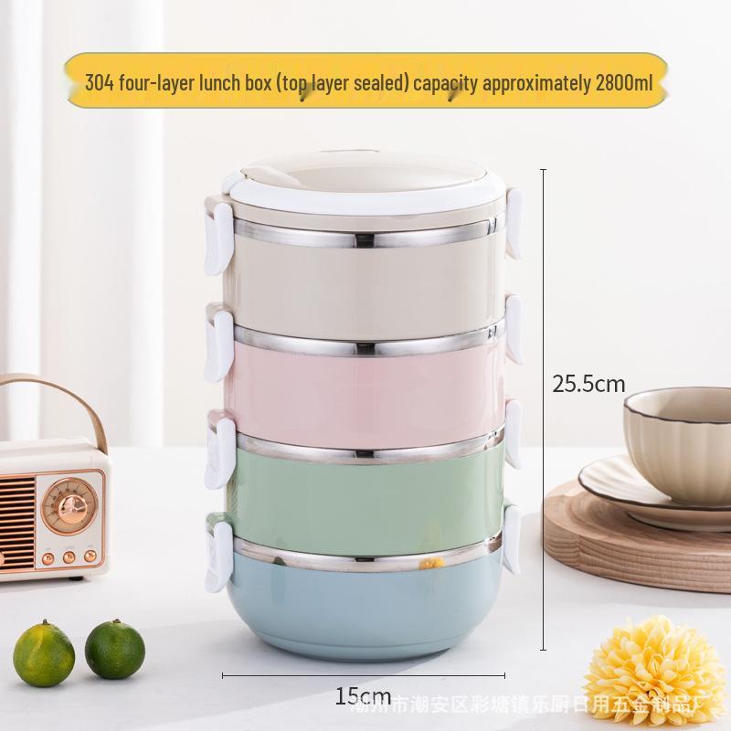 Runde Mehrschichtige Bento-Box: Luftdichte, isolierte und unterteilte Lunchbox - Perfektes praktisches Geschenk