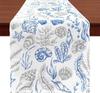 Summer Ocean Starfish Shell Linen Table Runner Dresser Scarves Decor Farmhouse Kitchen Dining Table Runner Holiday Party Decor