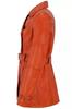Handmade Lambskin Genuine Leather Casual Women Trench Coat Stylish Orange