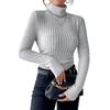 Women Knitting Tops Turtleneck Long Sleeve Solid Color Sweater Slim Fit Ribbed Bottom Tops Winter Knitwear