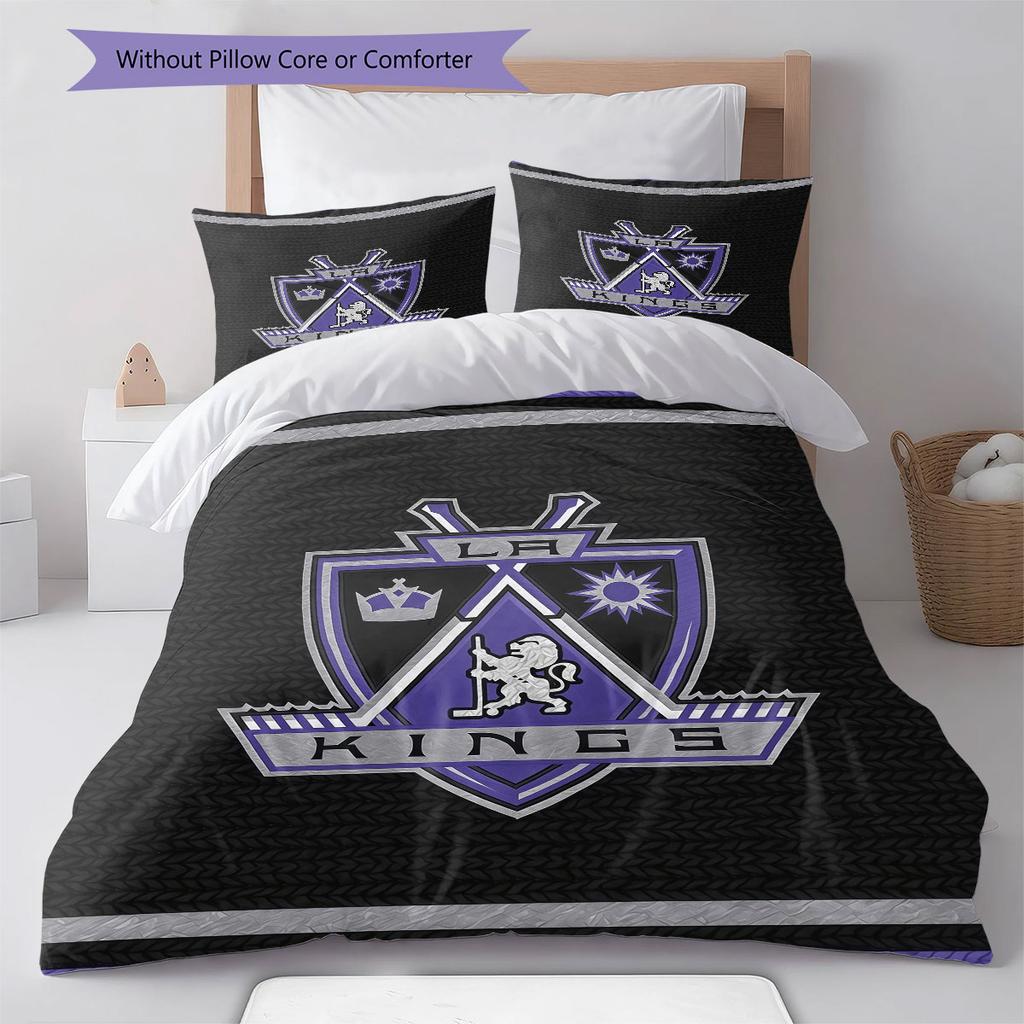 LA Kings Art Pattern Bedding Home Decoration Birthday Gift ( 1 duvet cover + 2 pillowcase, without core),fan merchandise.