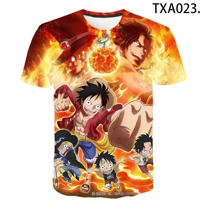 

Летняя футболка с круглым вырезом, 3D-принтом аниме One Piece , с рисунком Луффи, модная, повседневная, с коротким рукавом, детская, для мальчика XS