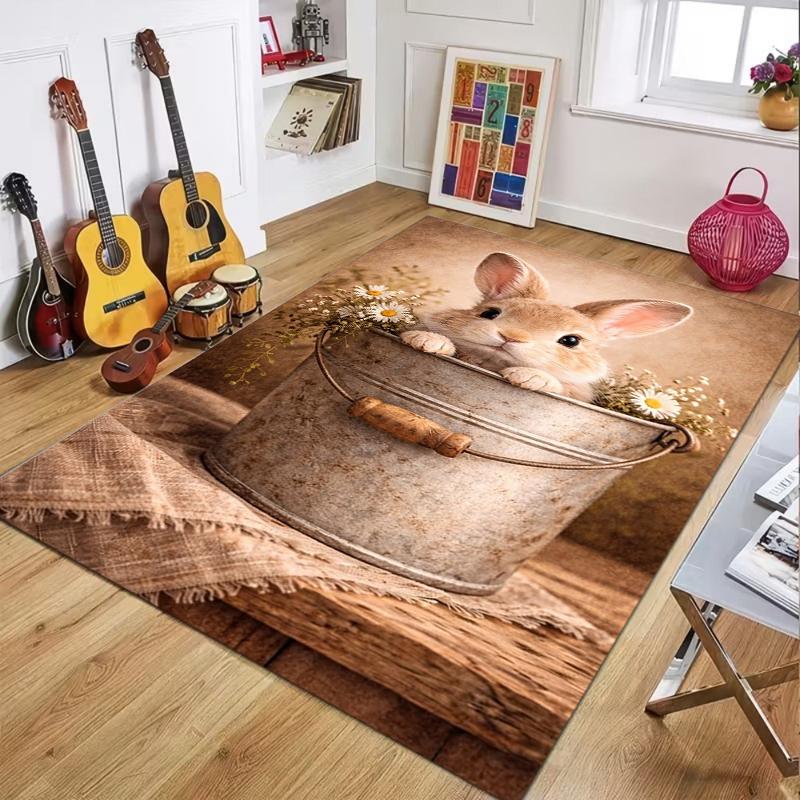 

Carpets Happy Easter Children s Play Floor Mat Live Room Bedroom Rug Soft Non-slip Home Decor Carpet Easy To Clean Table Rugs 50X80CM