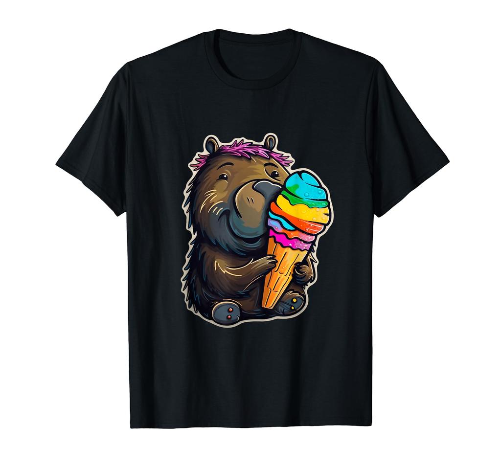 Baby Capybara Rainbow Ice Cream T-Shirt