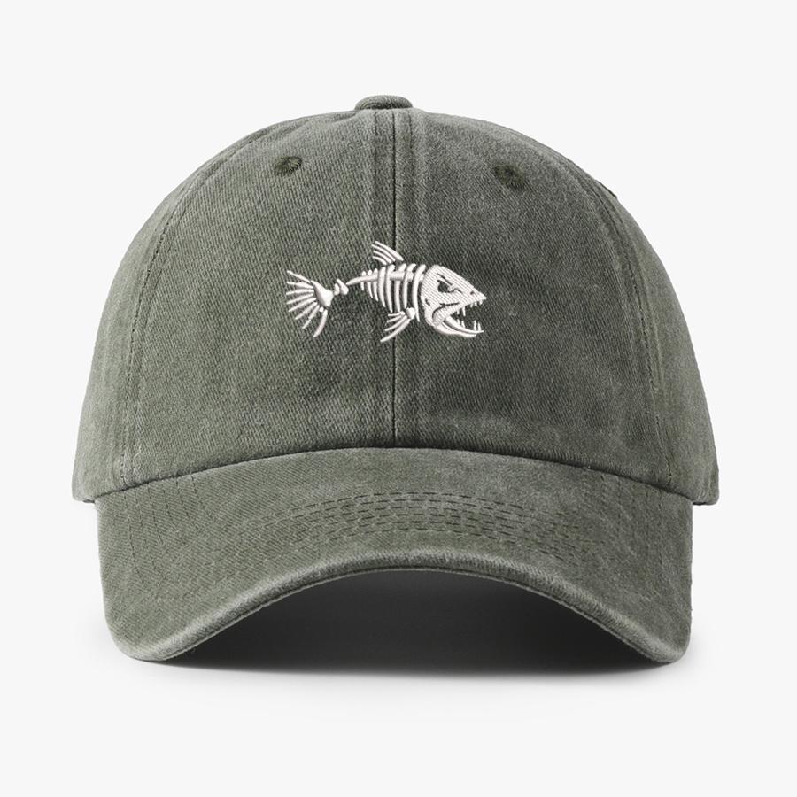 Embroidered Skullfish Fish Bone Vintage Soft Baseball Caps Men Women Water Washed Hat Sports Fishing Summer Autumn Peaked Cap