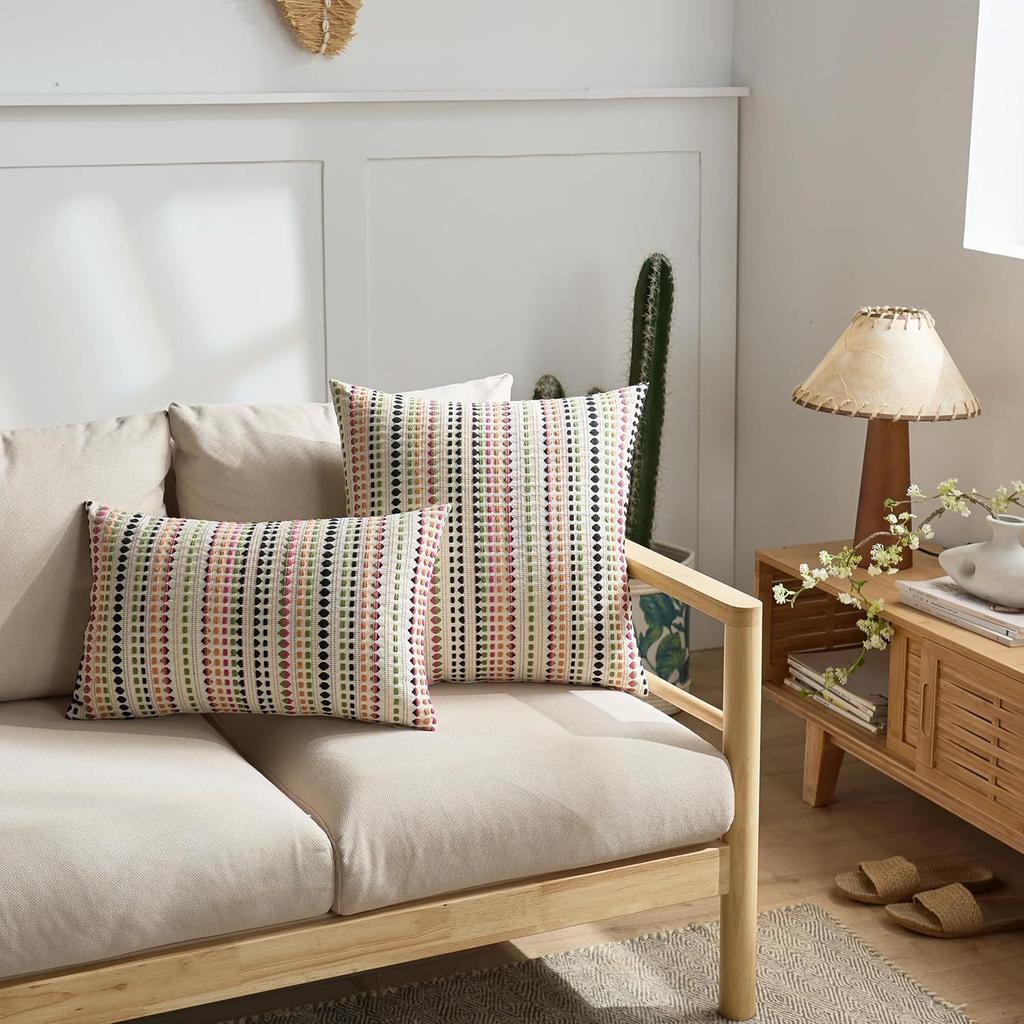 Federa Cuscino a Pois Intrecciata Copricuscino Decorativo per Divano Soggiorno Morbido Tessile per la Casa Elegante Accessorio per Divano