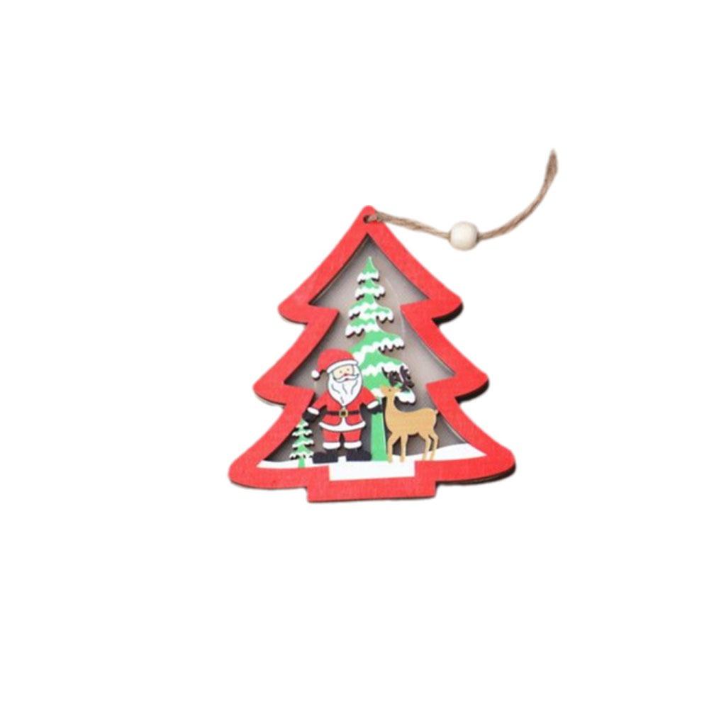 

LED Light Christmas Tree Pendant Wooden Christmas Decorations Christmas Tree Ornaments Xmas Gifts Style D