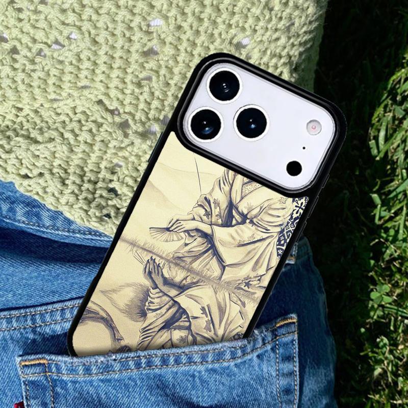 Japanese Geisha Phone Case For iPhone 17 AIR 16 Pro Max 15 14 Pro 11 12 13 Shockproof Silicone Cover