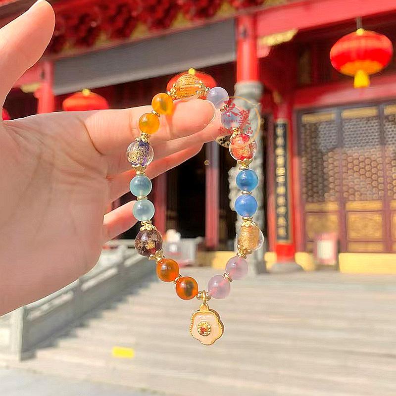 Nanputuo Handcrafted Agate Crystal Heart Sutra Luck Beads Bracelet
