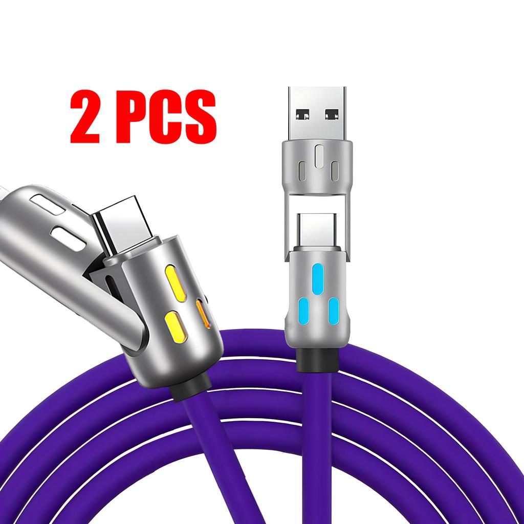240W 4-in-1 Fast Charging & Data Sync Cable - USB/Type-C/Lightning for iPhone 15/14,iPad,Android,High-Speed Charging Cord