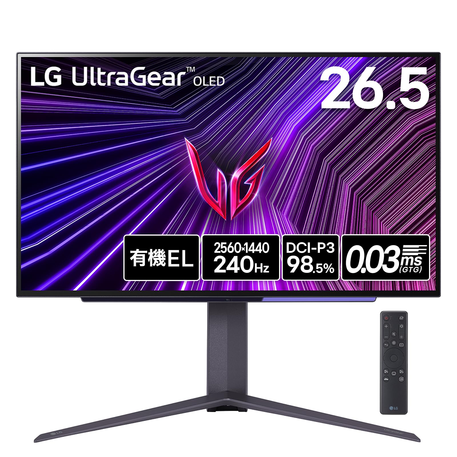 

[VGP 2025 Gold Award] LG Gaming Monitor UltraGear OLED 27GS95QE-B 26.5 inchWQHD(2560×1440)240HzOrganic EL0.03ms(GTG)DisplayHDR True Black 400VRR