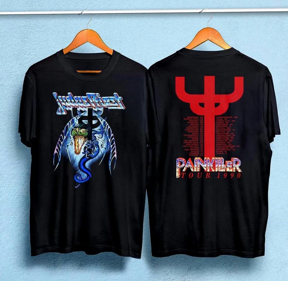 Judas Priest039 Snake039 Design Painkiller039 Tour Shirt Double Sided Unisex T-Shirt L