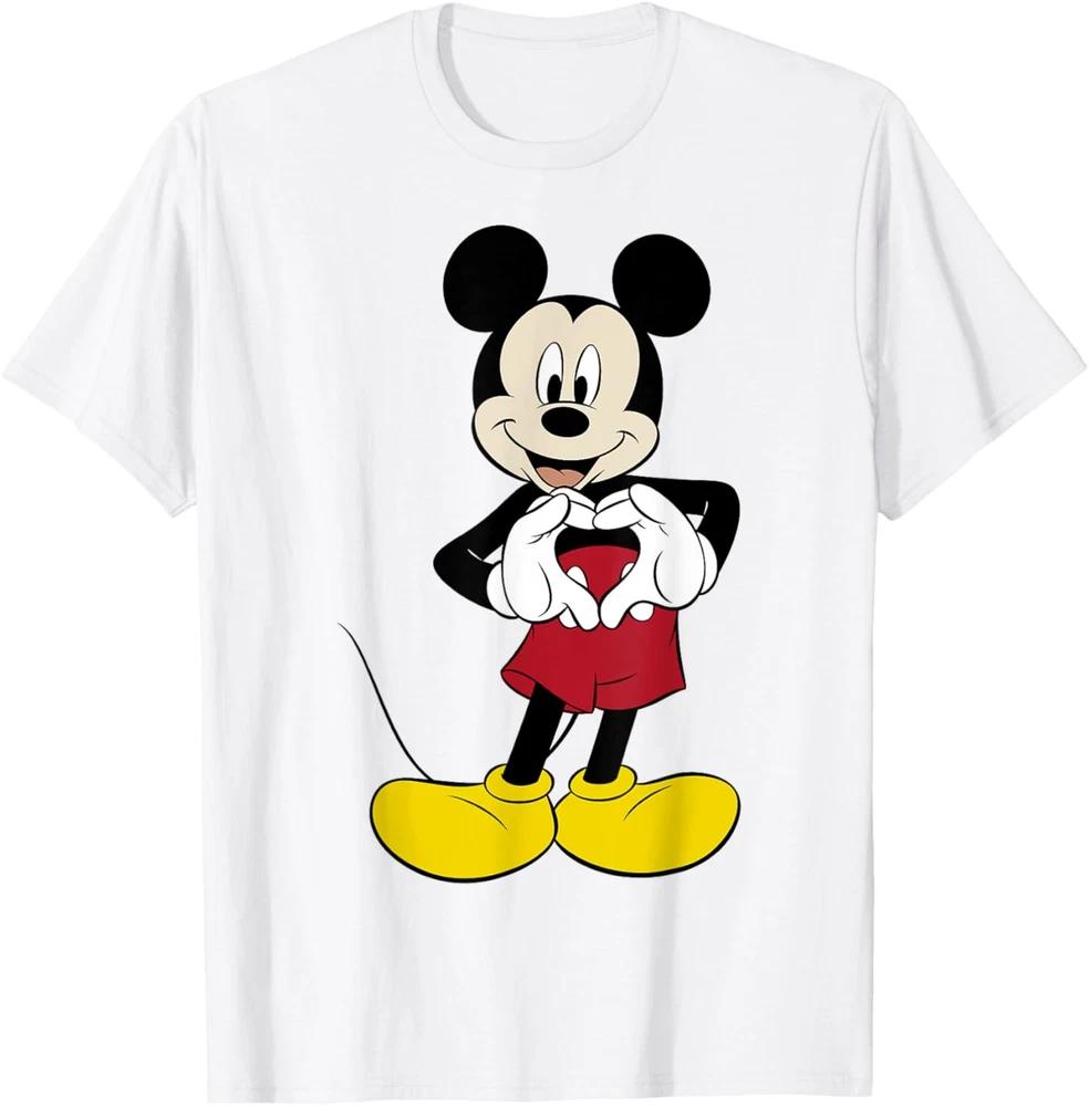 Mickey Mouse Heart Hands Pose White Tshirt S