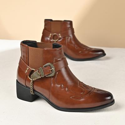 Men’s Chelsea Motorcycle Boots Western Boots Retro Black Brown Leather Ankle Boots Casual Business Boots Plus Size