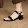 Beautiful One-word Thick Heel Open-toed Sandals Summer New Thick Heel Versatile Shoes Women's Shoes