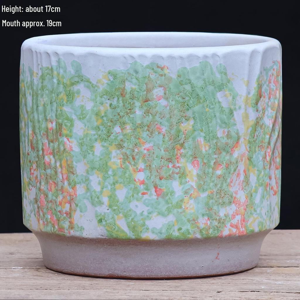 Creative Handmade Coarse Pottery Terracotta Pot - Large Square Glossy Glazed Planter with Low Breathable Rim for Succulents and Pothos