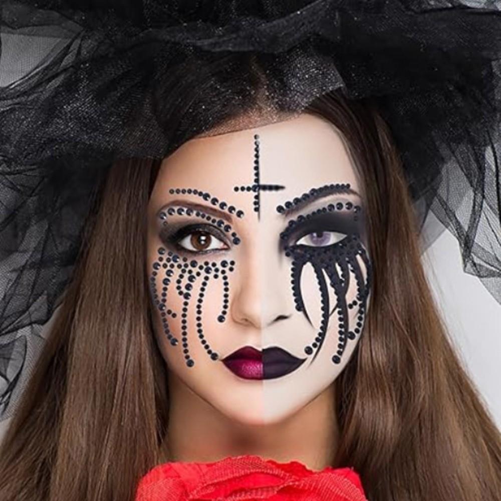 3D Resin Face Rhinestone Sticker Shiny Jewelry Face Sticker Halloween Fake Tattoo  Body Art