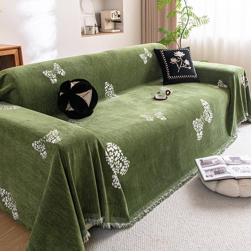 

Чехол на диван с дизайном бабочки - Машинная стирка, Устойчив к царапинам домашних животных, Черный шенилл с белыми кружевными акцентами, Идеально подходит для гостиной, спальни 180 * 180Cm single pack