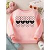 European sizes Kids' "Love in Black And White: A Heartfelt Pattern" Print Long Sleeve Crewneck Sweatshirt - Cozy Casual Pullover Top