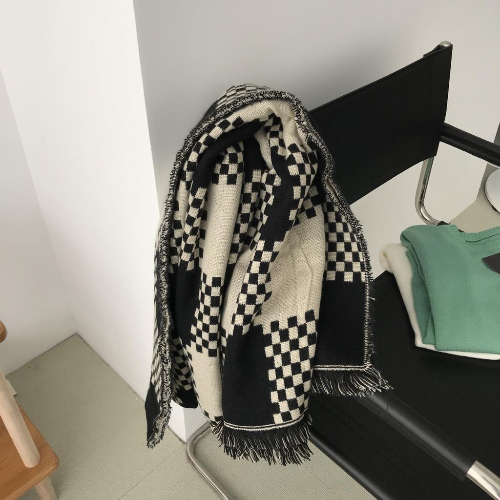 British Plaid Imitation Cashmere Scarf for Women in Autumn and Winter Versatile Student Thickened Scarf Shawl Dual Purpose Couple for Men