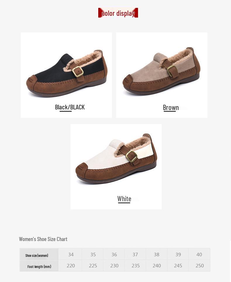 2025 Winter Fashion Women's Fleece-Lined Non-Slip Flat Shoes