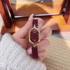 Niche Light Luxury Belt Women's Watch Retro Feeling Small Square Women's Watch Medium Antique Angora Red