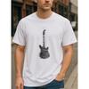Barcode Electric Guitar, Music Enthusiast Trendy Style Casual Breathable T-shirt, Simple and Fashionable Men's Clothing, Versatile Daily Top