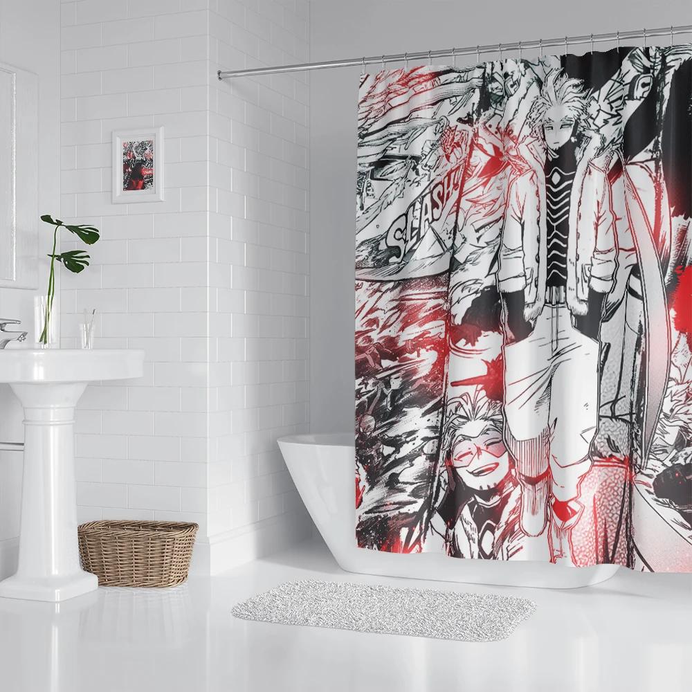 Anime Bathroom Shower Curtain With Hooks, Decorative Bathroom Curtains And Accessories