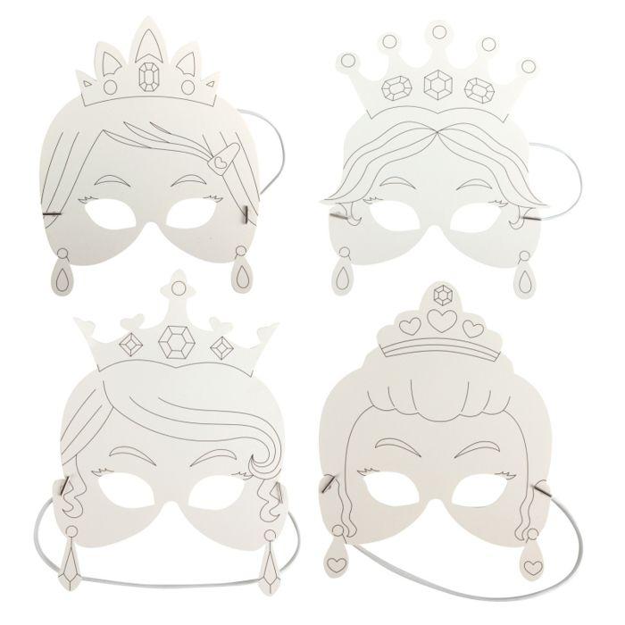 Masques enfant princesses carton blanc 17 x 35 cm x 4 pièces