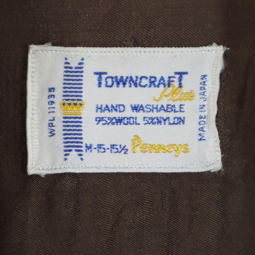TOWNCRAFT 60s Made in Japan Wool Blend Flannel Vintage Check Pattern Long sleeve Open collar shirt Men's Used