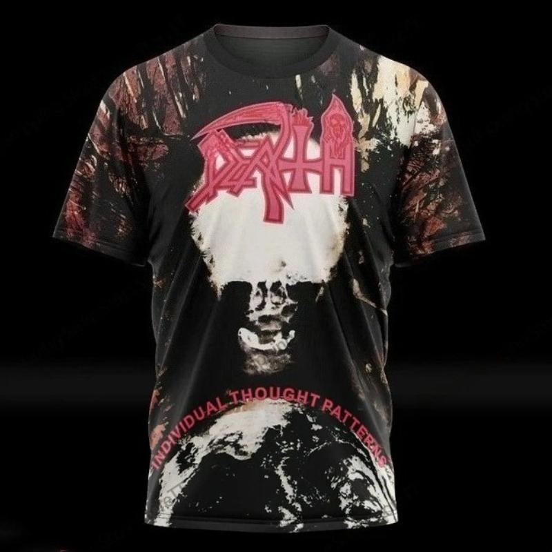 Heavy Metal Rock Band Death 3D gedrucktes T-Shirt Herren und Damen Mode Straße Amerikanischer Retro Hip-Hop Kurzarm Top