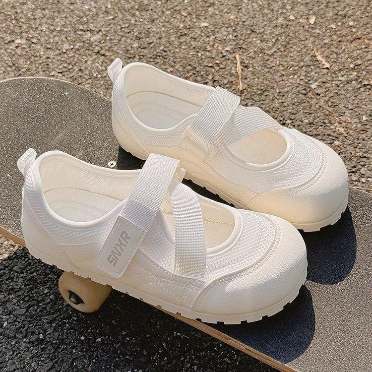Thin Little White Shoes Women's Breathable Women's Shoes Mesh Hollow Shoes 2025 New Models with Skirts Thick-soled Canvas Sandals Women