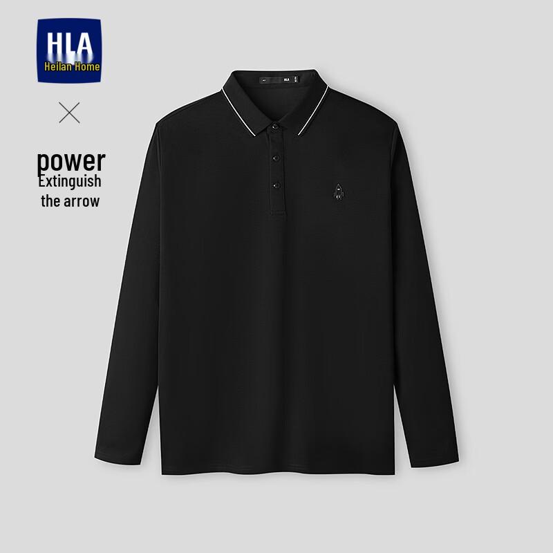 HLA Men s Power Rocket Series Print Long Sleeve Polo Shirt S