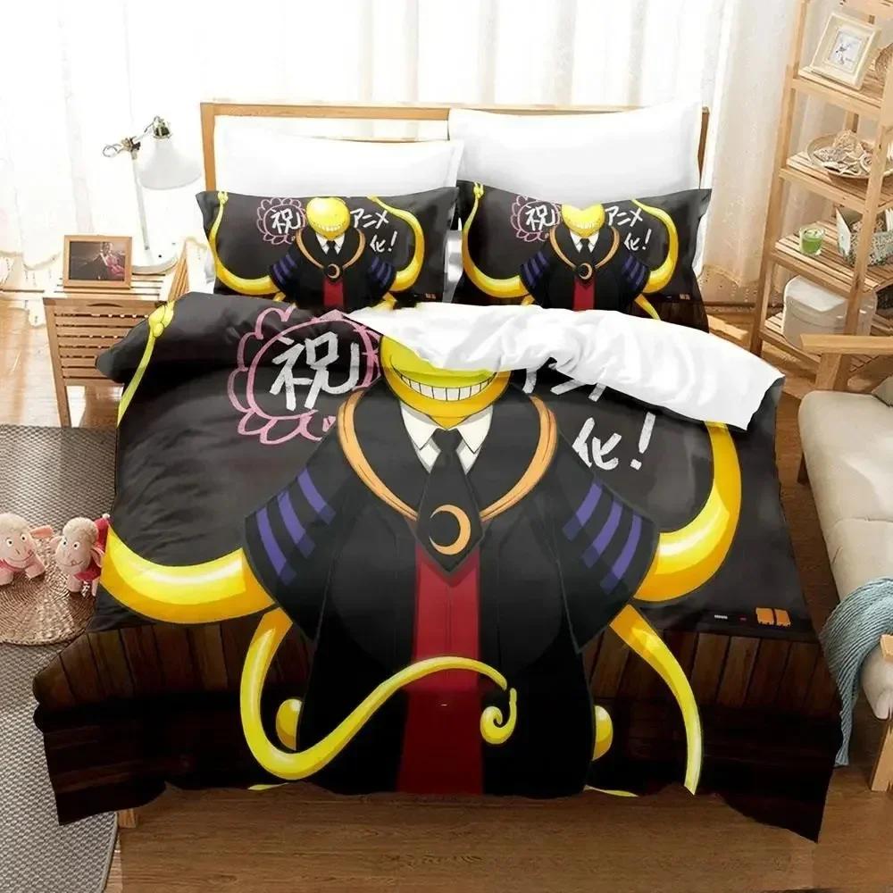 3D Assassination Classroom Koro-sensei Bedding Set Printed With Pillowcase Bed Duvet Cover Soft Single Double Queen King Size