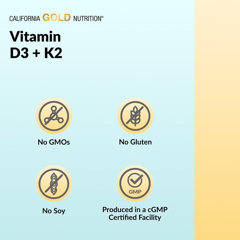 Vitamin D3 + K2 As MK-7, 60 Veggie Capsules