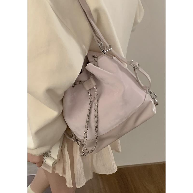 

Women s bag 2025 spring new pink bucket bag simple chain backpack one piece delivery spring new product фиолетовый