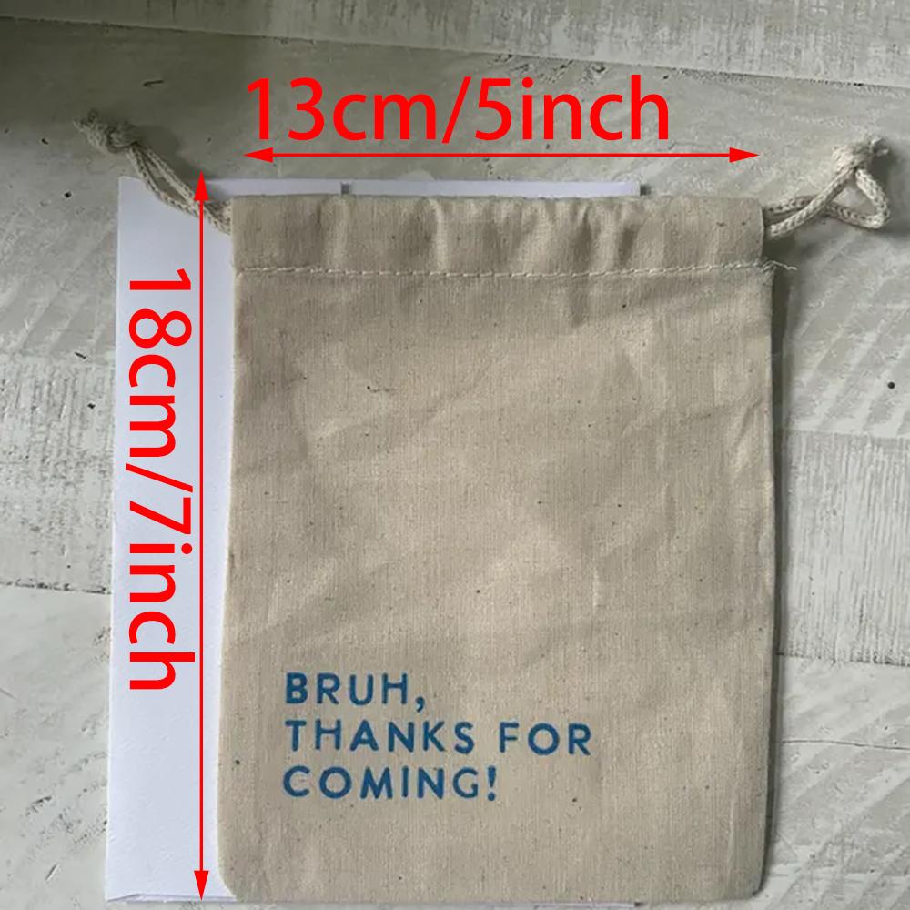 

4Pcs Bruh Birthday Gift Bag Canvas Goodie Bag Bruh Themed Birthday Favors Table Decoration Thank You Drawstring Bag Boy Gift 4pcs 13X18cm