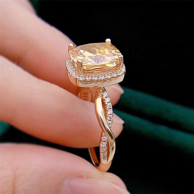 SpringLady 925 Sterling Silver 18K Rose Gold Sparkling High Carbon Diamond Pink Morganite Ring For Women Fine Jewelry