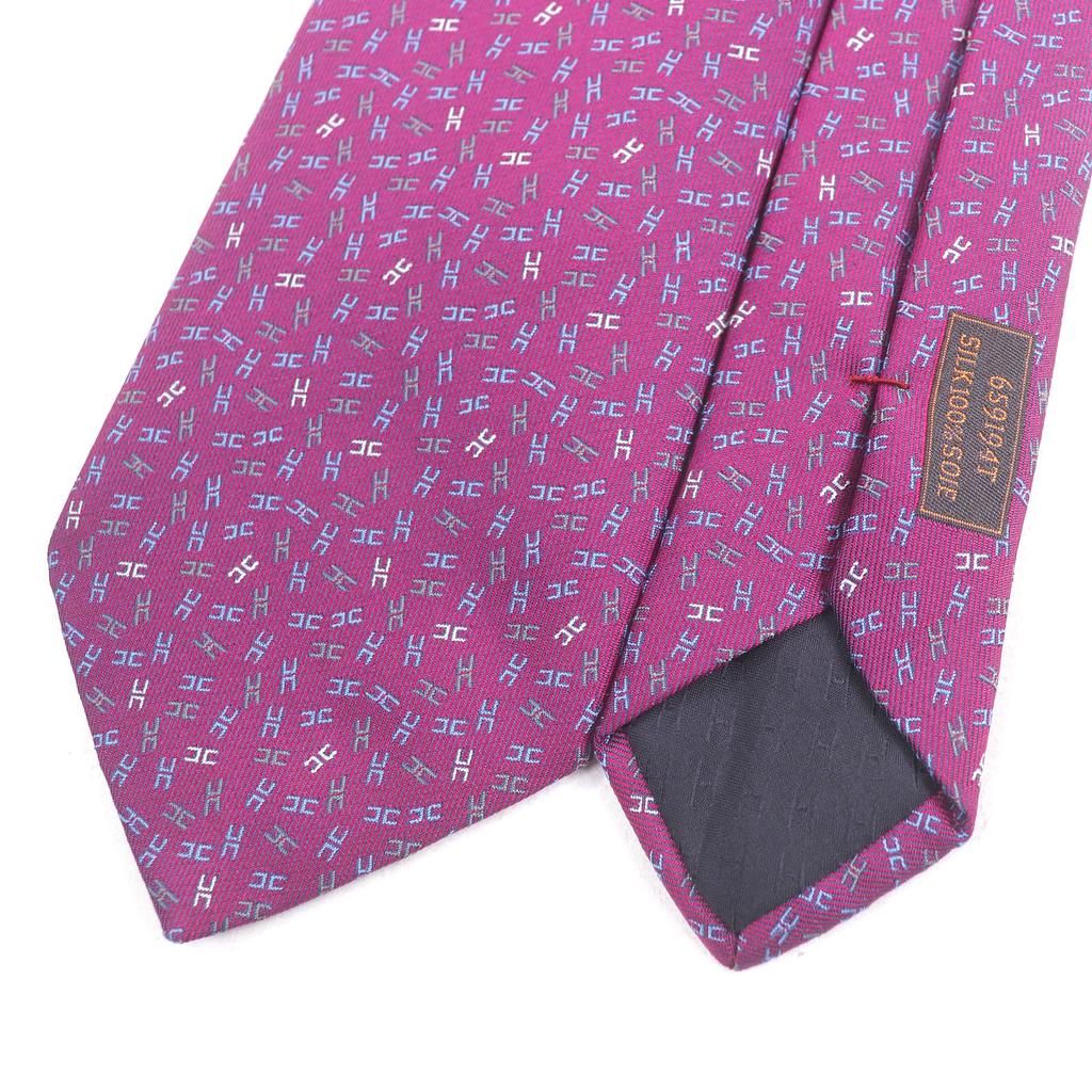 Pristine HERMES Tie H Logo Whole Pattern Purple Silk Mens 659194T Used