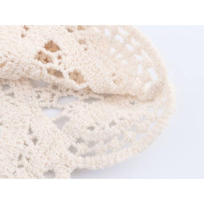 Kaslead New Arrival Women's Clothing Fashion Style Fashion Round Neck Crocheted Tops Skirt Suit