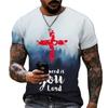 Christian Mens Clothing T Shirts Oversized Vintage T Shirt Gothic Jesus Christ Cross 3D Print O-neck Tops Hip Hop Short Sleeve