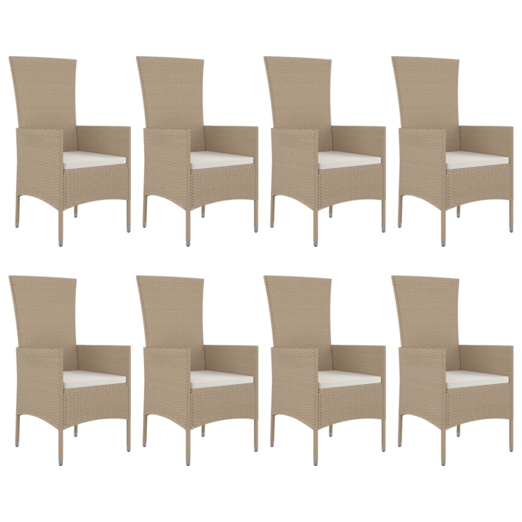 9 piece garden dining set with cushions beige poly rattan